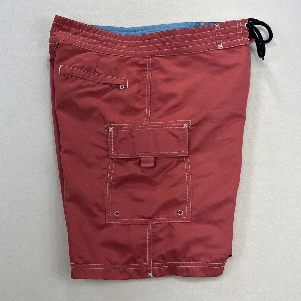 Vineyard Vines Mens Board Shorts 30 Pink Cargo Drawstring Swim Trunks Whale Logo